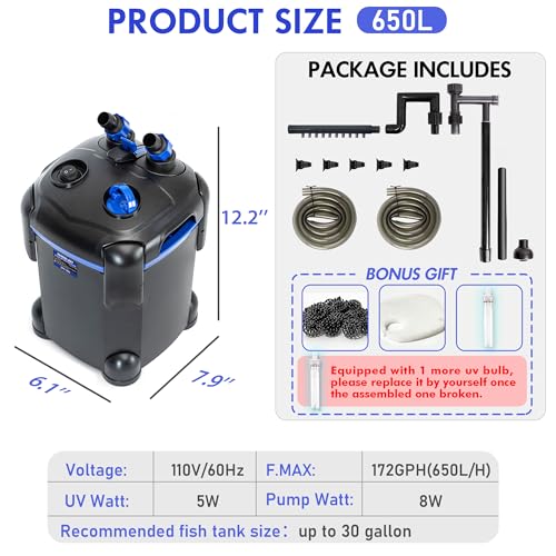 AMOSIJOY 172GPH Ultra-Quiet External Aquarium Filter - Image 5