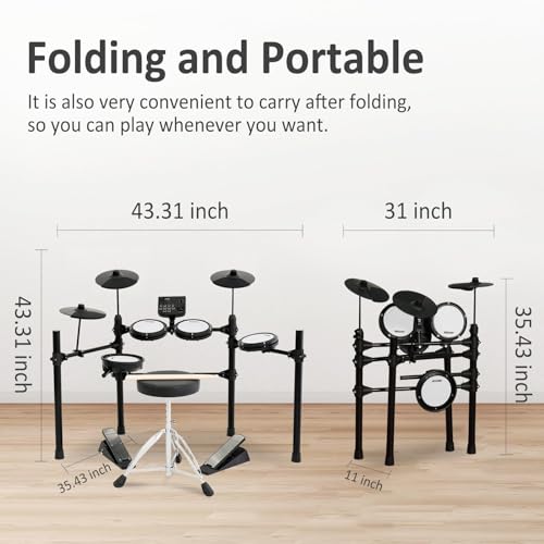 AODSK Electric Drum Set With Quiet Pads AED-403 - Image 5