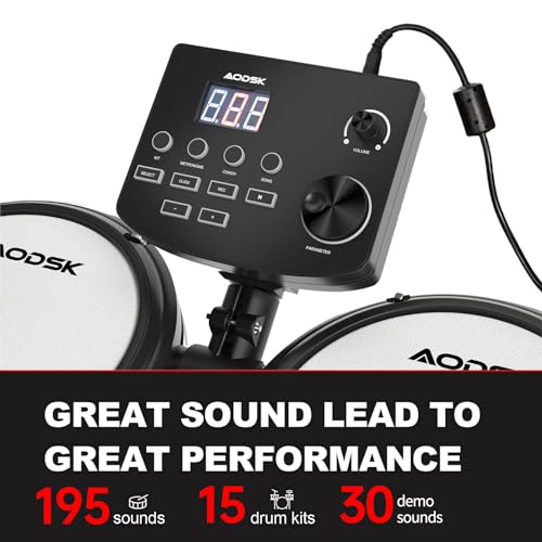 AODSK Electric Drum Set With Quiet Pads AED-403 - Image 2