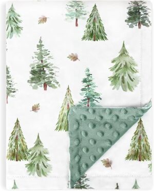HOMRITAR Baby Blanket With Green Pine Tree Design 30 x 40 Inch