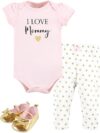 Hudson Baby Baby Cotton Bodysuit, Pant and Shoe Set