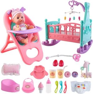 deAO Baby Doll Set with Crib Bed
