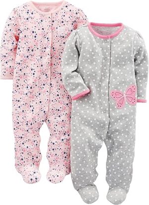 Simple Joys by Carter’s Baby Girls’ Cotton Snap Footed Sleep and Play