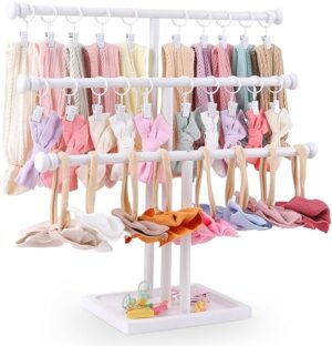 AOFLLU Baby Headband Holder - 3-Tier Wooden Organizer