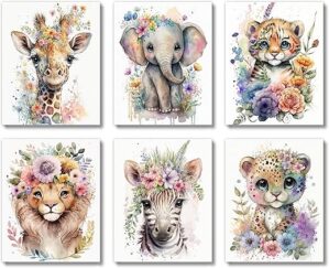 Brooke & Vine Baby Watercolor Safari Animals Nursery Decor