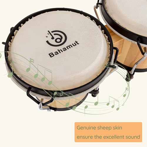 BAHAMUT Bongo Drum Set, 6"+7" Wooden Bongos - Image 3