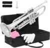 Ktaxon Bb Standard Trumpet With Hard Case, Silver