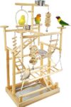 LIMIO Bird Playground Parrot Playstand Natural Wood