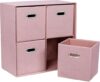 BIRDROCK HOME Blush Linen Cube Organizer Shelf with Bins