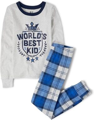 The Children’s Place Boys’ Long Sleeve Pajama Set 100% Cotton