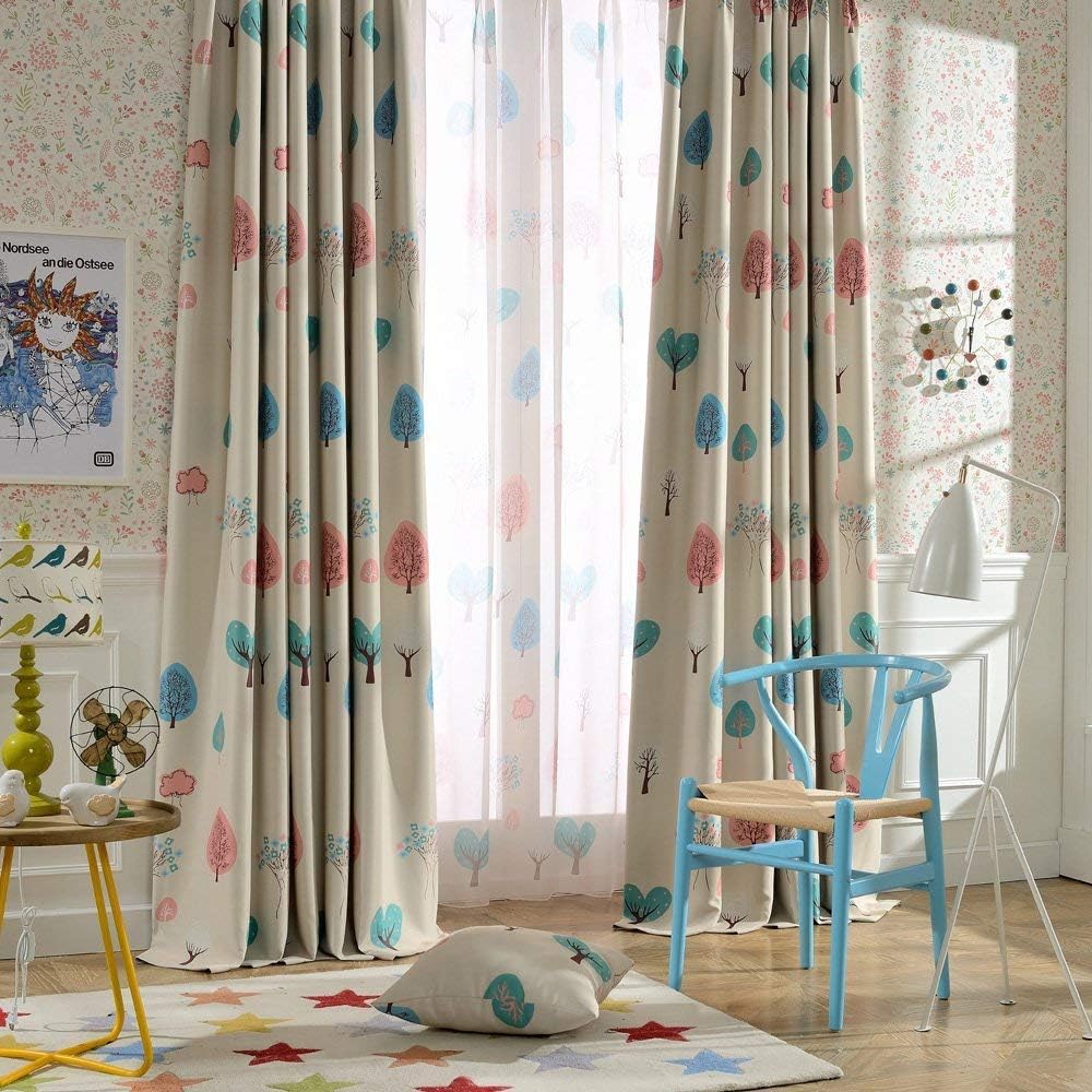 Melodieux Cartoon Trees Blackout Curtain 84" L