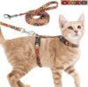 Hinialver Cat Harness Geometric Pattern Adjustable Orange