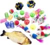 QUVOVID Cat Toys Combo Set, Catnip Fish, Bell Balls, Spring Toys, Plush Mices Interactive, CT27P