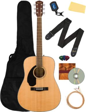 Fender CD-60S Solid Top Dreadnought Acoustic Guitar Bundle