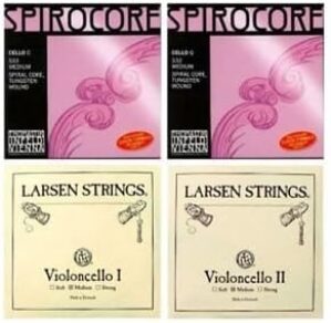 Larsen and Spirocore Cello Strings Set Larsen Medium A+D