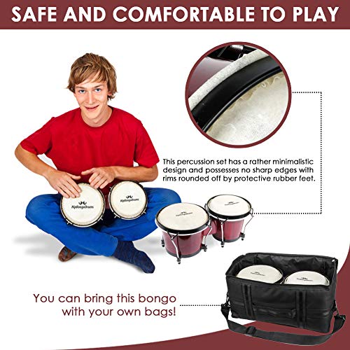 Comfecto Bongo Drum Set, 6 and 7 Inch Tunable - Image 3