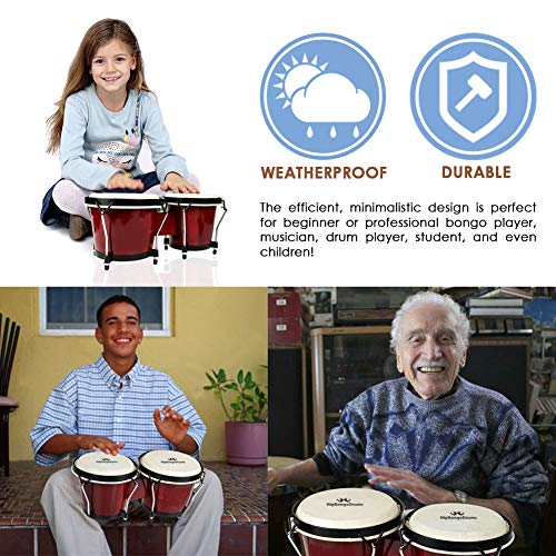 Comfecto Bongo Drum Set, 6 and 7 Inch Tunable - Image 4