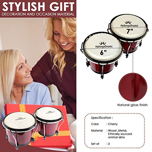 Comfecto Bongo Drum Set, 6 and 7 Inch Tunable - Image 5