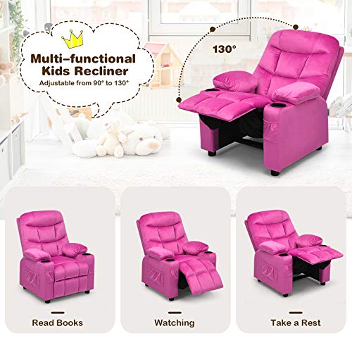 Costzon Velvet Recliner Chair With Cup Holder - Image 3