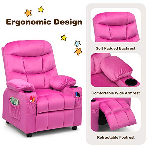 Costzon Velvet Recliner Chair With Cup Holder - Image 5