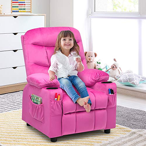 Costzon Velvet Recliner Chair With Cup Holder - Image 2