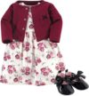 Hudson Baby Cotton Dress, Cardigan And Shoe Set