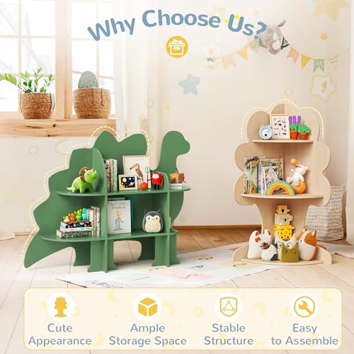 Curipeer Tree Kids Corner Bookshelf, Wooden Organizer - Image 3