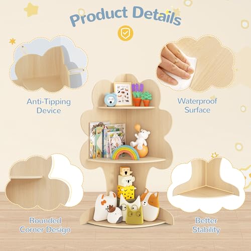 Curipeer Tree Kids Corner Bookshelf, Wooden Organizer - Image 4