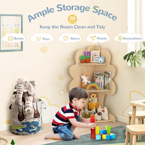 Curipeer Tree Kids Corner Bookshelf, Wooden Organizer - Image 5