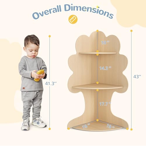 Curipeer Tree Kids Corner Bookshelf, Wooden Organizer - Image 2