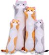 Oeonuas Cute Cat Plush Long Body Pillow, 19 Inches