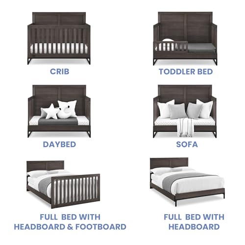 Delta Children Foundry 6-in-1 Convertible Crib, Rustic Grey - Image 3