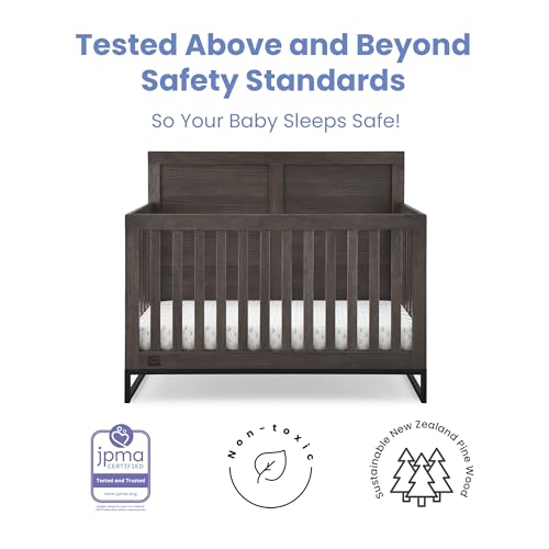 Delta Children Foundry 6-in-1 Convertible Crib, Rustic Grey - Image 4