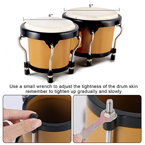 EASTROCK Bongo Drum Set With Tuning Wrench - Image 3