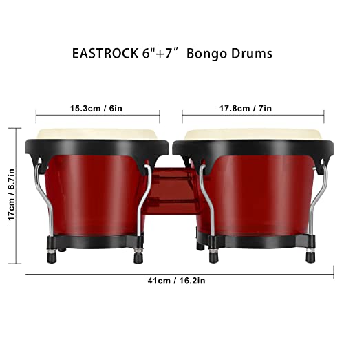 EASTROCK Bongo Drums Set with Tuning Wrench - Image 3