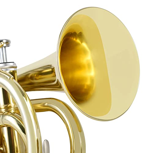 EASTROCK Pocket Trumpet Gold Lacquer Bb with 7C Mouthpiece - Image 4