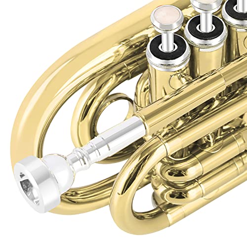EASTROCK Pocket Trumpet Gold Lacquer Bb with 7C Mouthpiece - Image 5