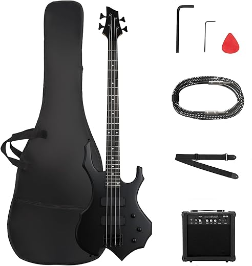 Ktaxon Electric Bass Guitar, Flame Design Set