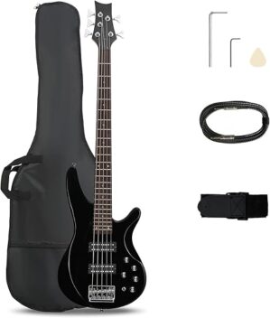 Ktaxon Electric Bass Guitar, Full Size Kit (Upgraded Black)