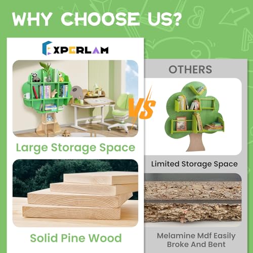 EXPERLAM Kids Bookshelf - 5 Tier Wooden Bookcase - Image 4