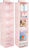 mDesign Fabric Hanging Organizer With 6 Shelves, 2 Pack