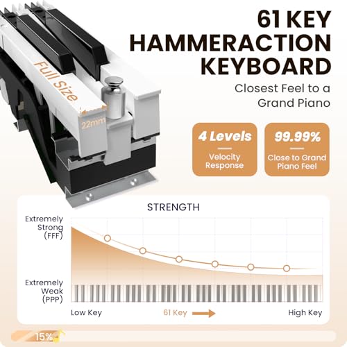 Fesley Digital Piano With 61 Keys, Hammer Action - Image 2