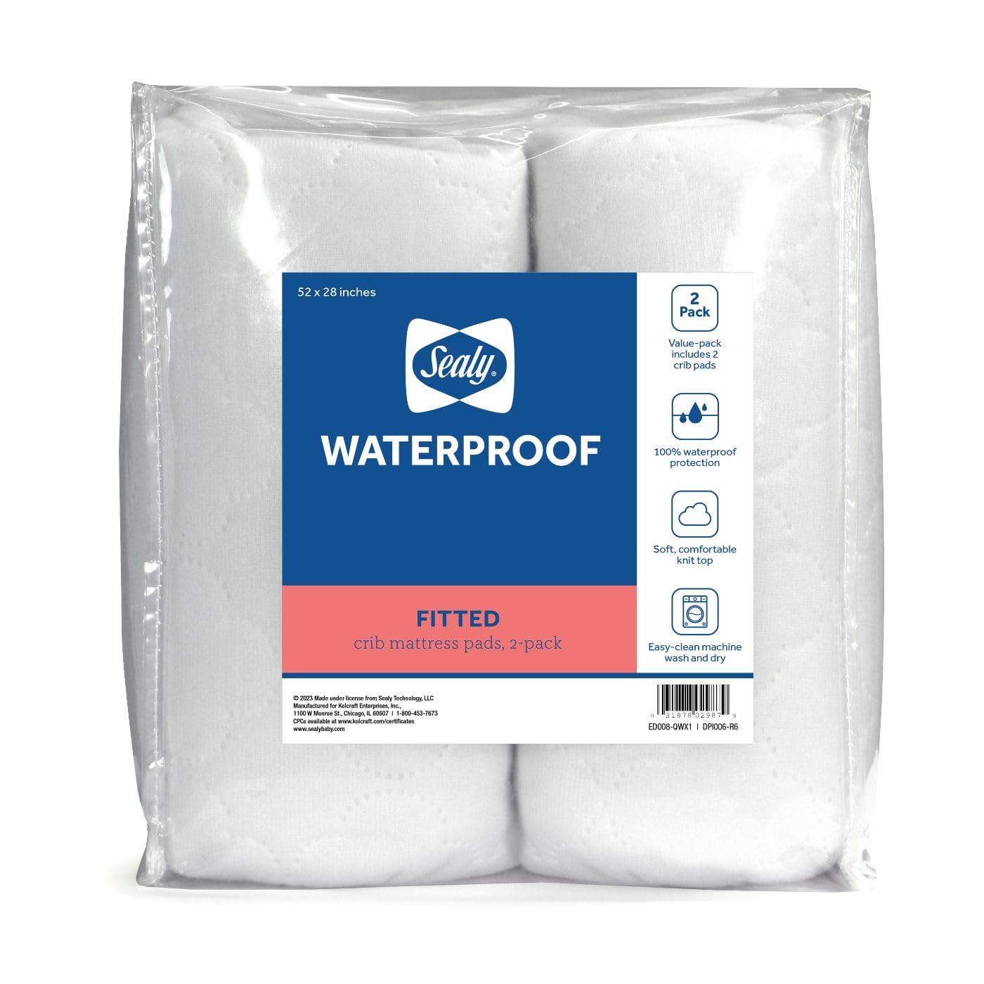 SEALY BABY Fitted Toddler Bed Mattress Pad Cover