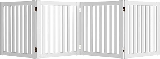 WELLAND Freestanding Pet Gate, 4 Panel, Foldable Indoor Fence