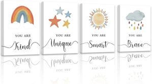 PHOPAGO Girls Room Decor: Inspirational Wall Art Set – 8×10 inch (WOODEN FRAMED)