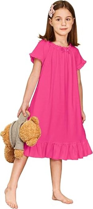 Arshiner Girls Victorian Pajama Dress, Soft Sleepshirt