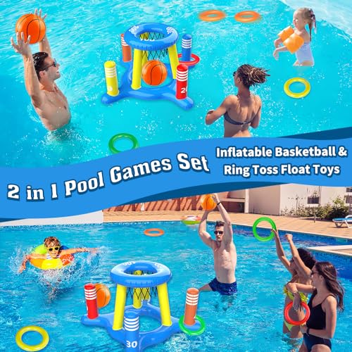 GiziGizi 2in1 Inflatable Pool Floats Basketball Hoop - Image 2