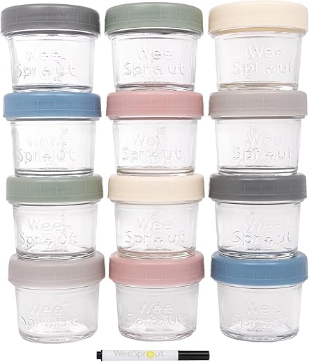WeeSprout Glass Baby Food Storage Jars (4 oz)