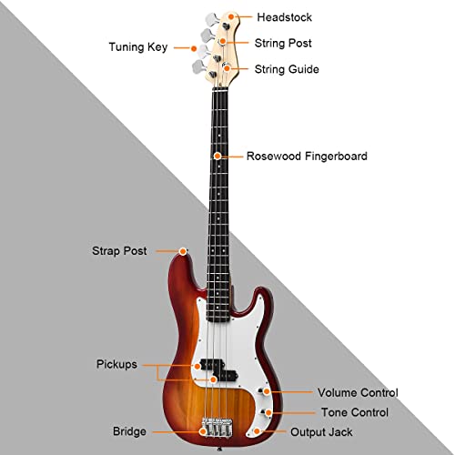 Goplus Full Size Electric Bass Guitar with Strap - Image 3