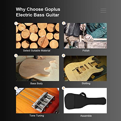 Goplus Full Size Electric Bass Guitar with Strap - Image 4
